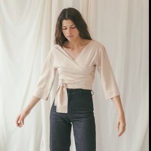 OZMA Reversible Raw Silk Cross Top